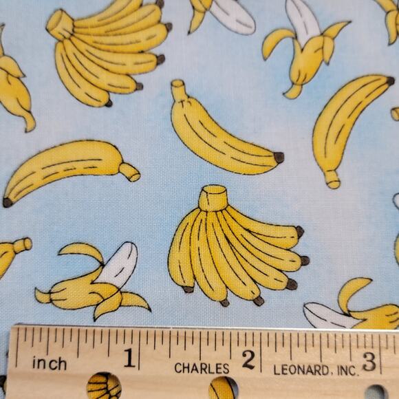 Hancock Fabrics Cotton 1ydx44 Bananas Print Blue Yellow Quilting Sewing Fabric - Picture 5 of 10